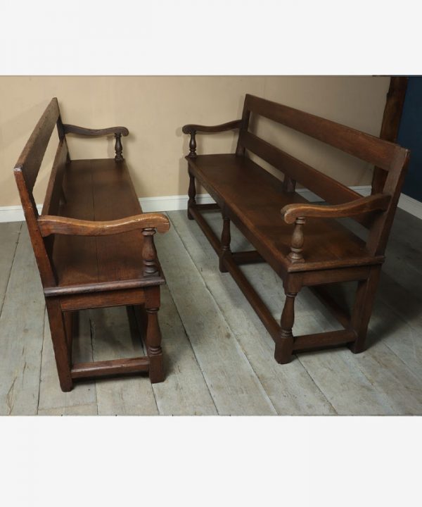 Pair of French Oak Benches Late 19th Century - Image 6