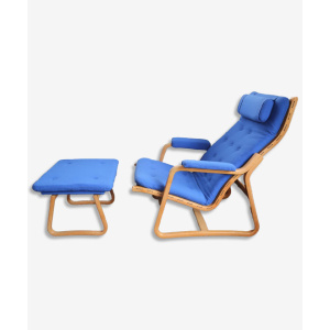 DITTE & ADRIAN HEATH FOR FRANCE AND SON, DANISH LOUNGE CHAIR WITH OTTOMAN