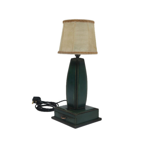 Stitched Leather Table Lamp By Jacques Adnet France 1950