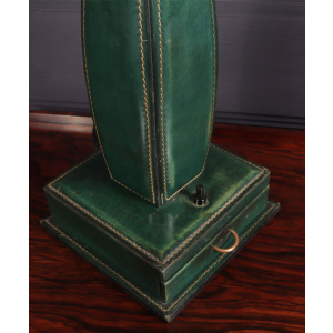 Stitched Leather Table Lamp by Jacques Adnet France 1950