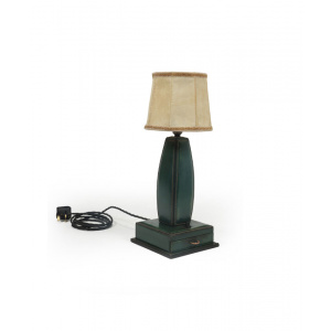 Stitched Leather Table Lamp by Jacques Adnet France 1950