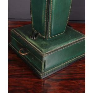 Stitched Leather Table Lamp by Jacques Adnet France 1950
