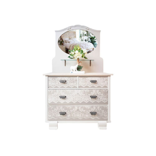 Vintage Lace Chest Of Drawers With A Mirror