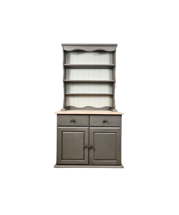 Vintage Welsh Dresser Painted In Grey Chalk Paint