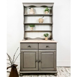 Vintage Welsh Dresser Painted In Grey Chalk Paint