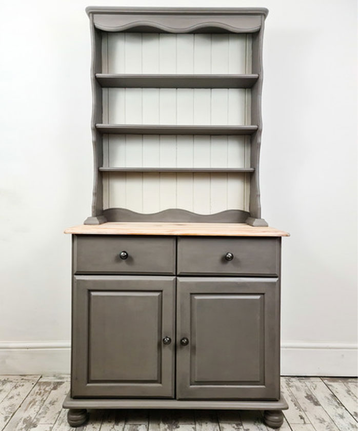 Vintage Welsh Dresser Painted In Grey Chalk Paint