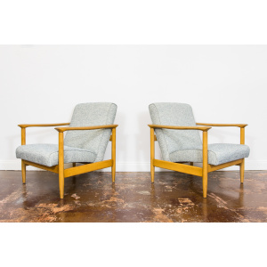 Pair of "GFM 142" armchairs by Edmund Homa, Poland, 1960s