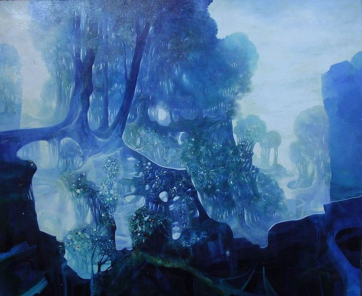Guy Ribes Oil On Canvas Fantastic Landscape 2