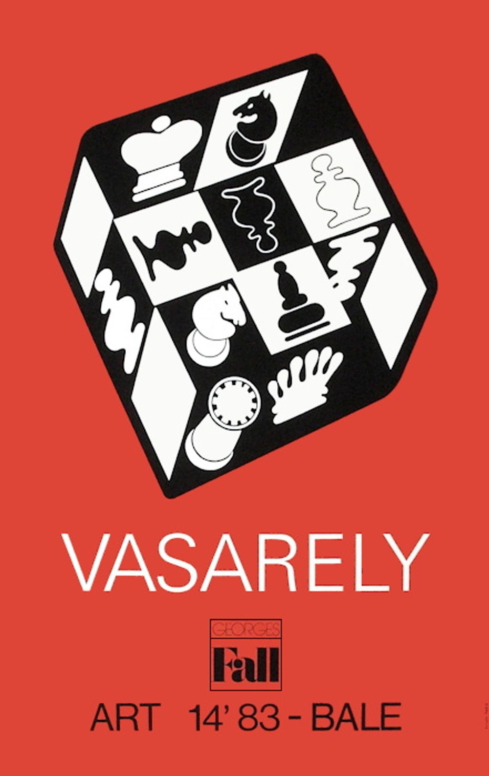 1983 Victor VASARELY Chess Red screenprint poster