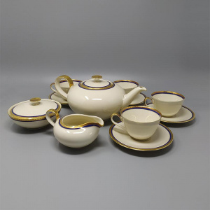 1950s White, Blue and Gold Tea Set/Coffee Set in Bavaria Porcelain Made in Germany