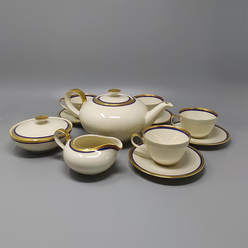 1950s White, Blue and Gold Tea Set/Coffee Set in Bavaria Porcelain Made in Germany