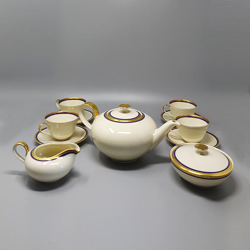 1950s White, Blue and Gold Tea Set/Coffee Set in Bavaria Porcelain Made in Germany