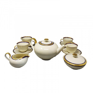 1950s White, Blue and Gold Tea Set/Coffee Set in Bavaria Porcelain Made in Germany