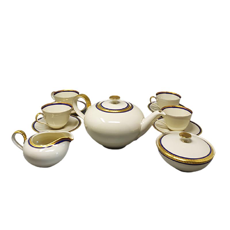 1950s White, Blue and Gold Tea Set/Coffee Set in Bavaria Porcelain Made in Germany