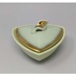 1950s Vintage French Ceramic Box In Gold And Aquamarine colours