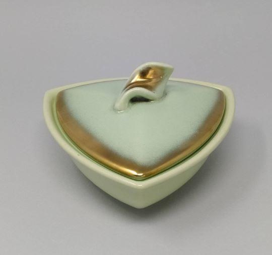 1950s Vintage French Ceramic Box In Gold And Aquamarine colours