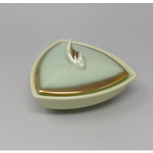 1950s Vintage French Ceramic Box In Gold And Aquamarine colours