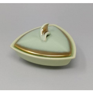 1950s Vintage French Ceramic Box In Gold And Aquamarine colours