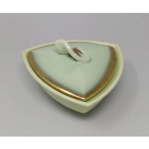 1950s Vintage French Ceramic Box In Gold And Aquamarine colours