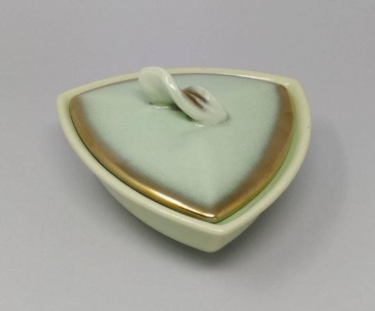 1950s Vintage French Ceramic Box In Gold And Aquamarine colours