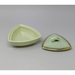 1950s Vintage French Ceramic Box In Gold And Aquamarine colours
