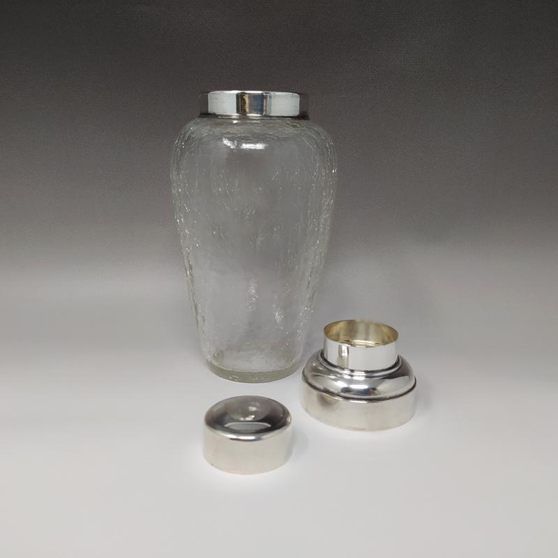1960s Cocktail Shaker in Crackle Glass Made in Italy