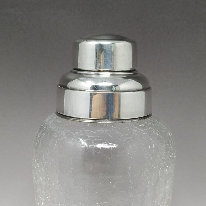 1960s Cocktail Shaker in Crackle Glass Made in Italy