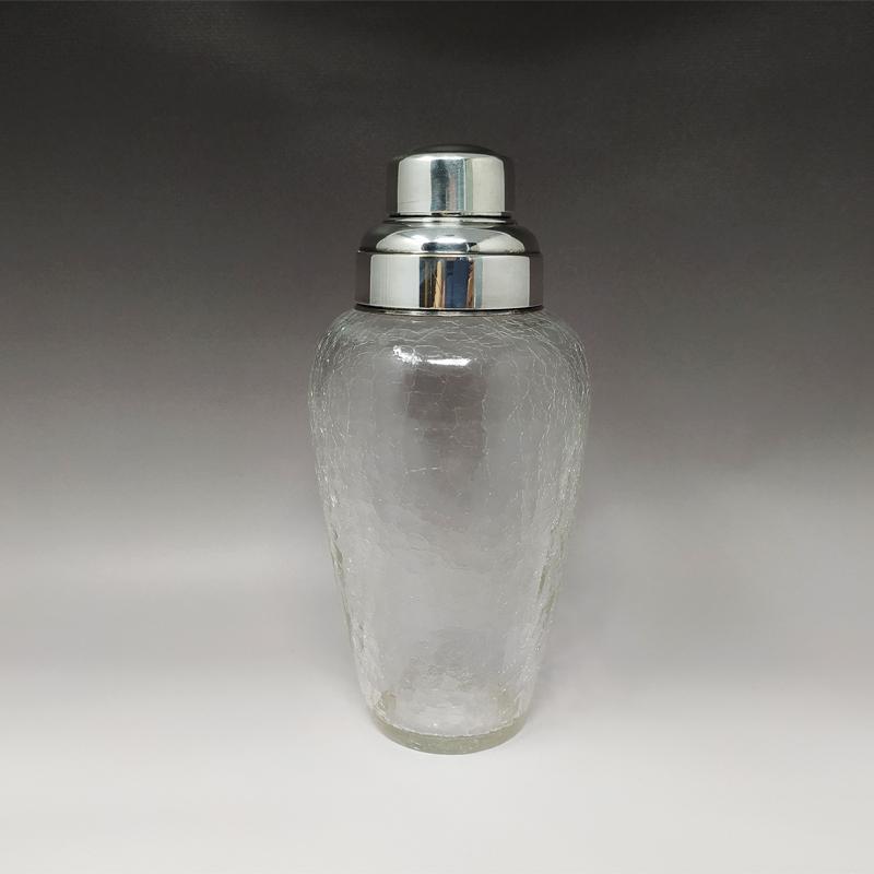 1960s Cocktail Shaker in Crackle Glass Made in Italy