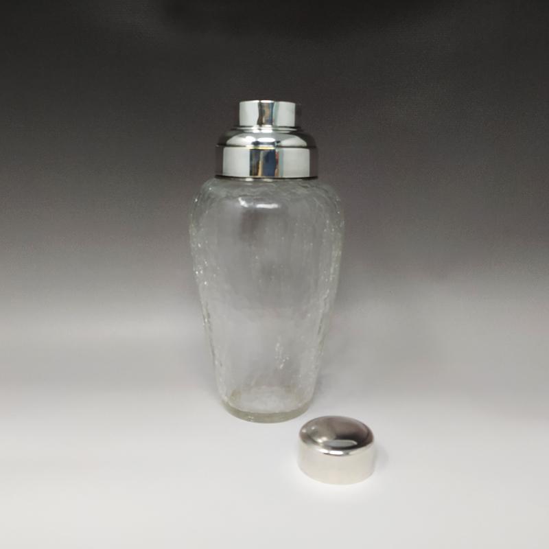1960s Cocktail Shaker in Crackle Glass Made in Italy