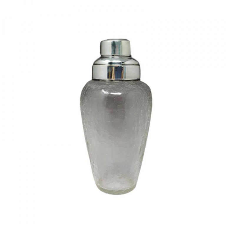 1960s Cocktail Shaker in Crackle Glass Made in Italy