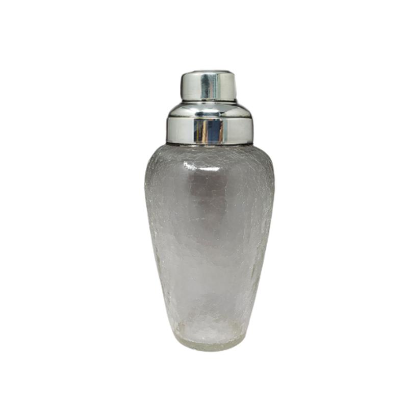 1960s Cocktail Shaker in Crackle Glass Made in Italy