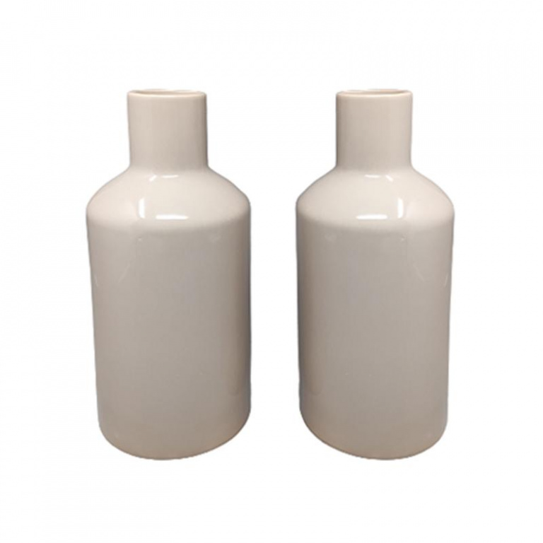1970s Amazing Pair of Vases in Ceramic by F.lli Brambilla in Beige Color. Made in Italy