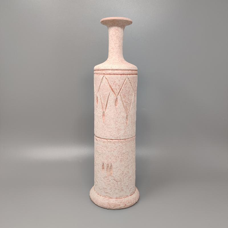 1970s Lovely Pair Of Ceramic Vases In Antique Pink Made in Italy