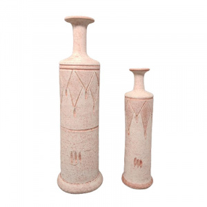 1970s Lovely Pair Of Ceramic Vases In Antique Pink Made in Italy
