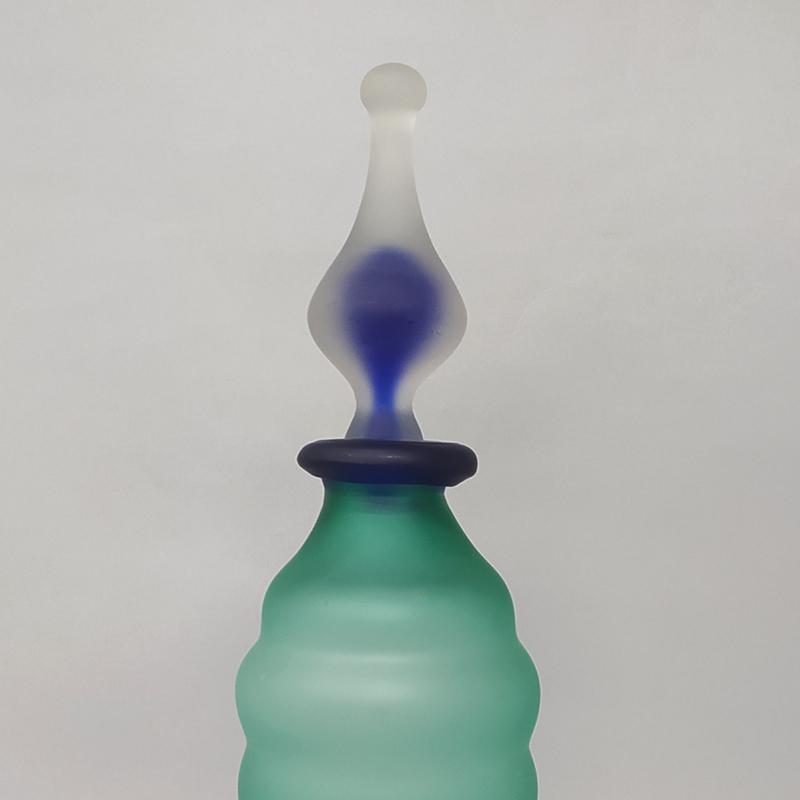 1970s Green And Blue Bottle In Murano Glass By Michielotto