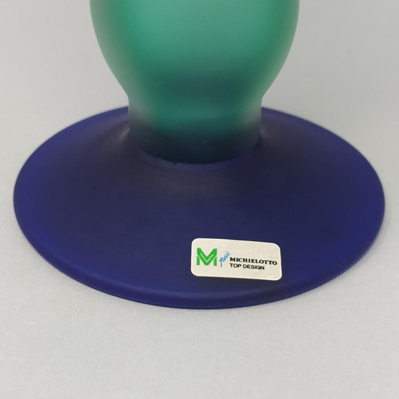 1970s Green And Blue Bottle In Murano Glass By Michielotto