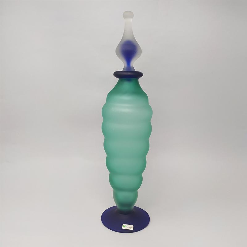 1970s Green And Blue Bottle In Murano Glass By Michielotto