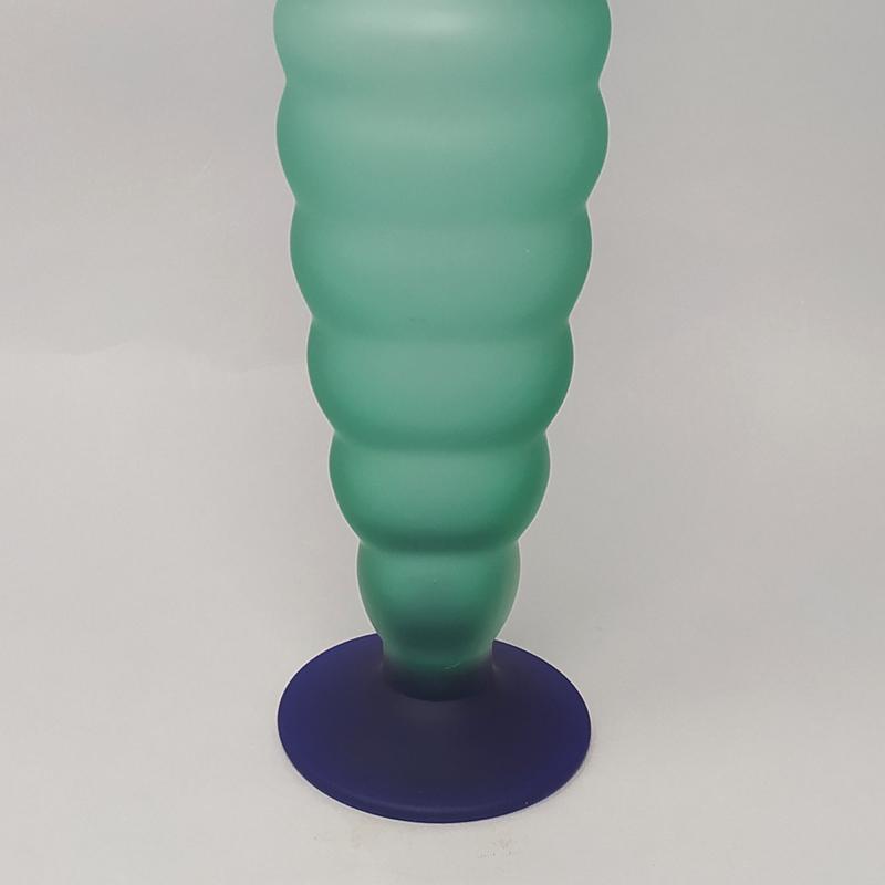 1970s Green And Blue Bottle In Murano Glass By Michielotto