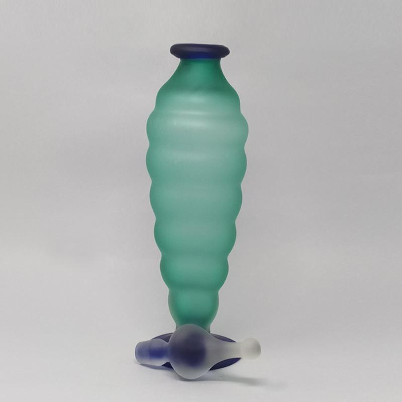 1970s Green And Blue Bottle In Murano Glass By Michielotto