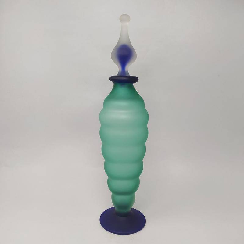 1970s Green And Blue Bottle In Murano Glass By Michielotto