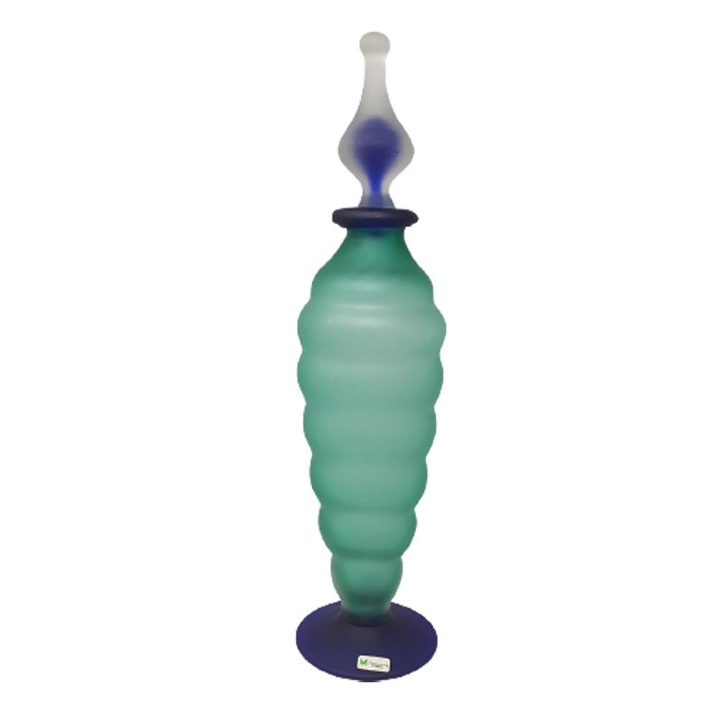 1970s Green And Blue Bottle In Murano Glass By Michielotto