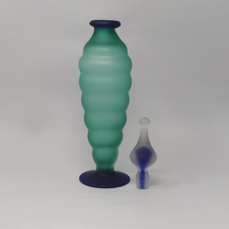 1970s Green And Blue Bottle In Murano Glass By Michielotto