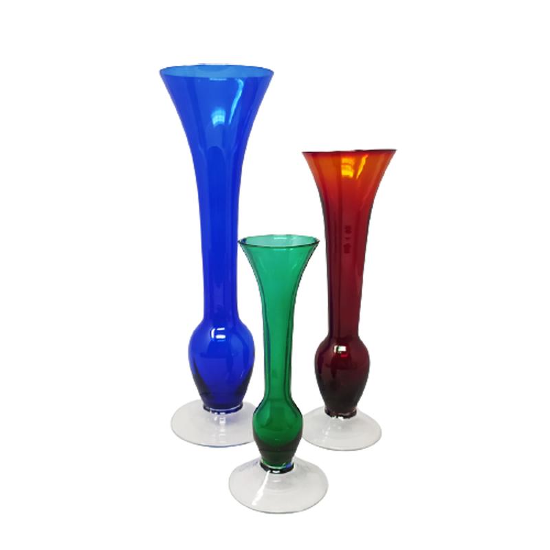 1970s Set Of 3 Vases In Murano Glass Made In Italy