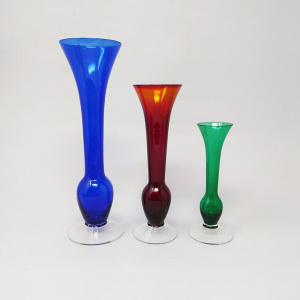 1970s Set Of 3 Vases In Murano Glass Made In Italy