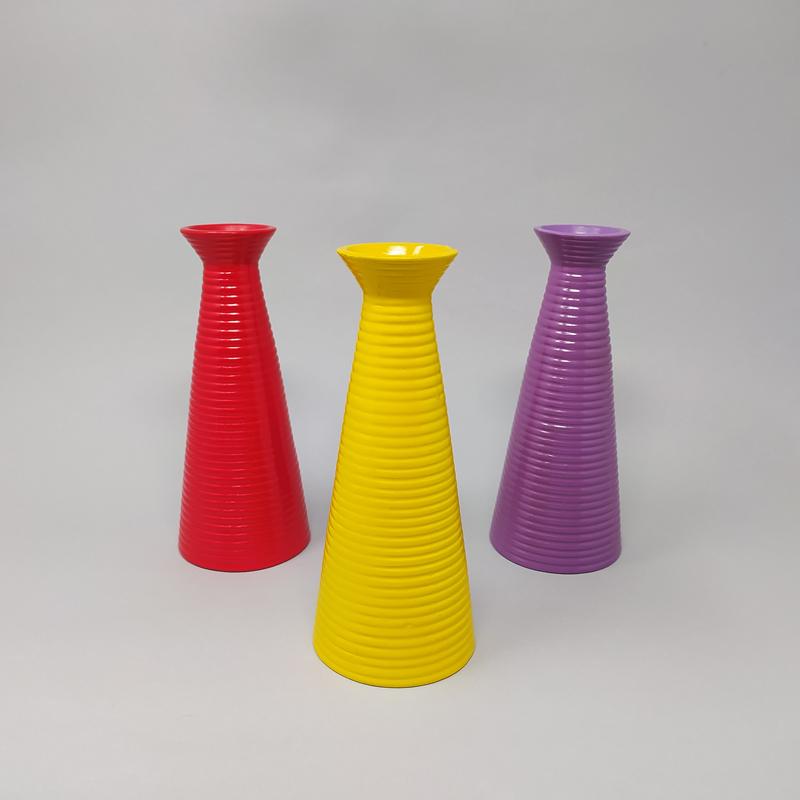 1980s Set of 3 Vases in Ceramic Made in Italy