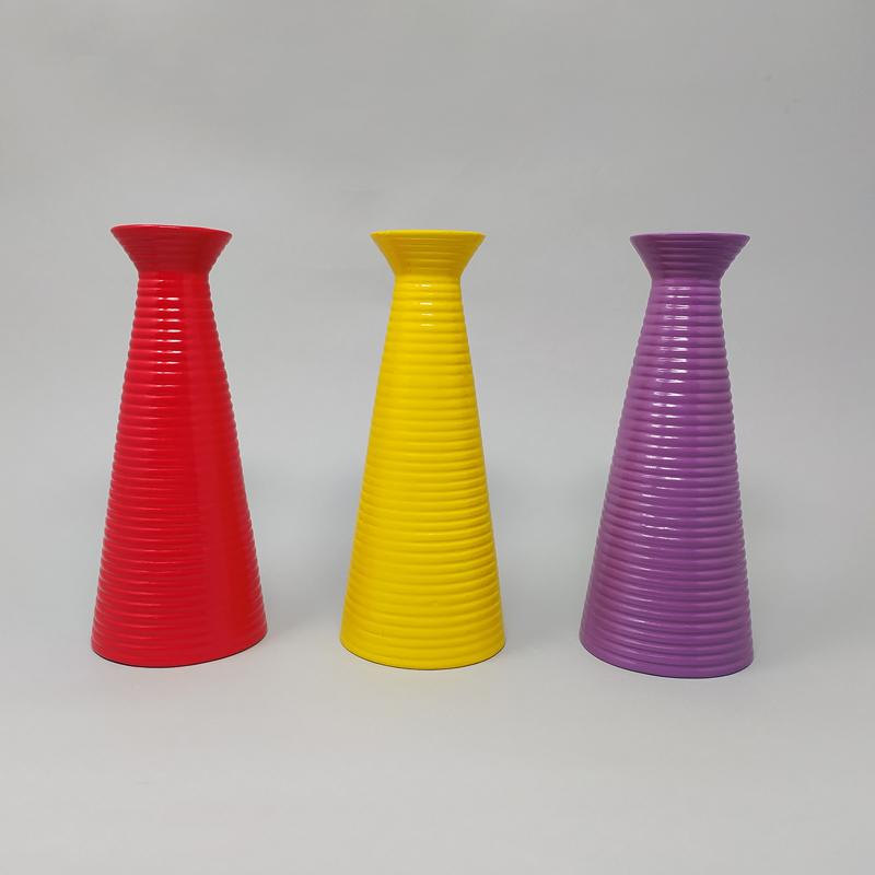 1980s Set of 3 Vases in Ceramic Made in Italy