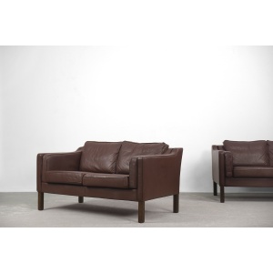 Vintage Scandinavian Leather Sofas, 1970s, Set of 2