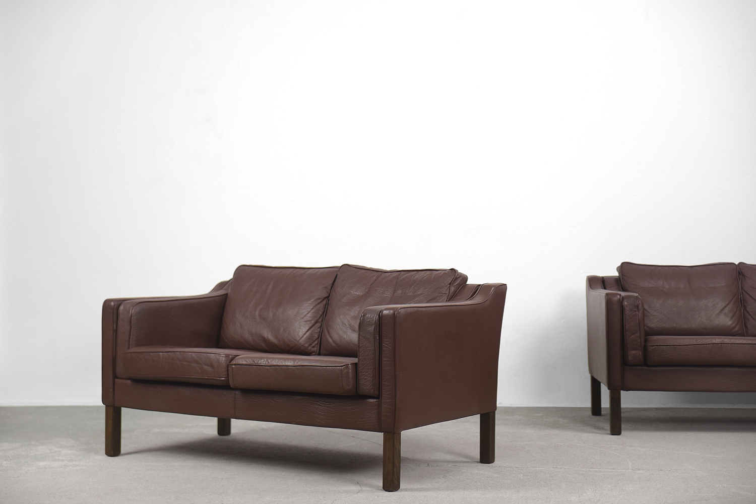Vintage Scandinavian Leather Sofas, 1970s, Set of 2