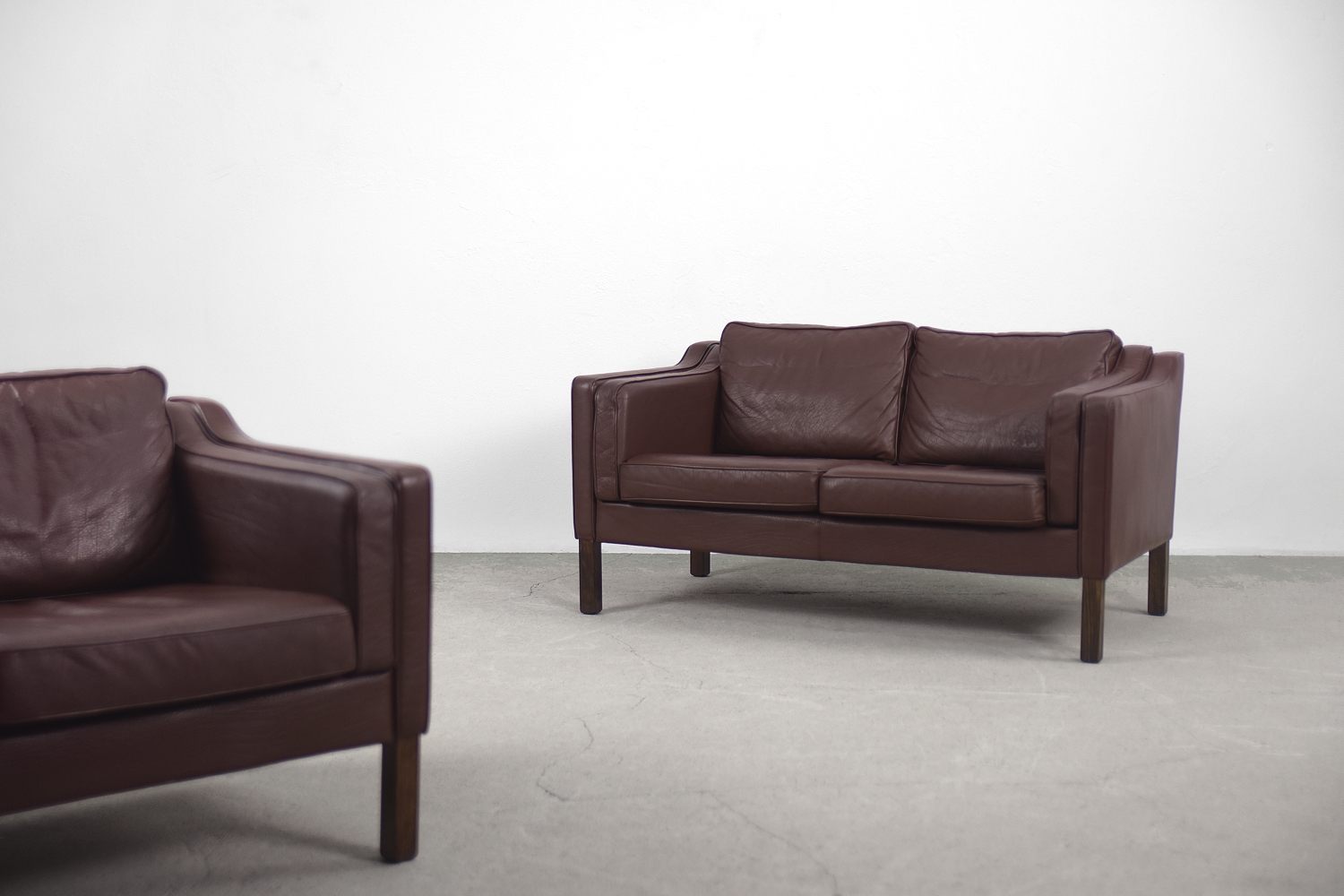 Vintage Scandinavian Leather Sofas, 1970s, Set of 2