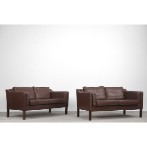 Vintage Scandinavian Leather Sofas, 1970s, Set of 2